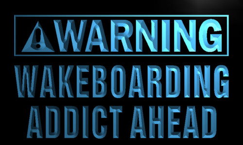 Warning Wakeboard Addicted Ahead Neon Light Sign